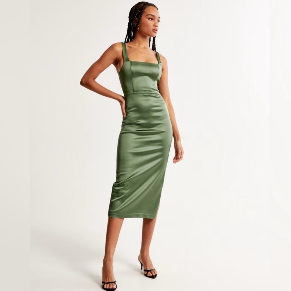 Abercrombie & Fitch Sculpting Stretch Satin Midi Dress Size XXL NWOT